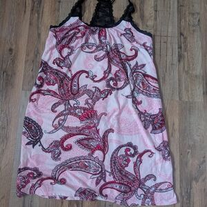 Paisley Print Dress with Lace Detail